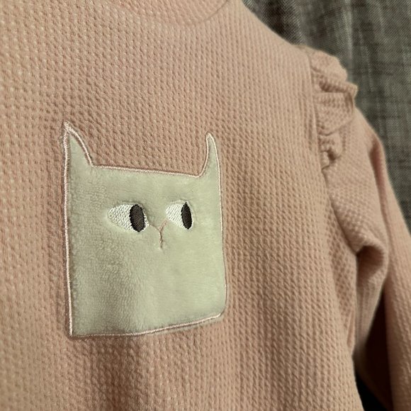 AIMAMA Kids Sweater Sweatshirt with Cheeky Cat and Ruffle Sleeves - Picture 1 of 5
